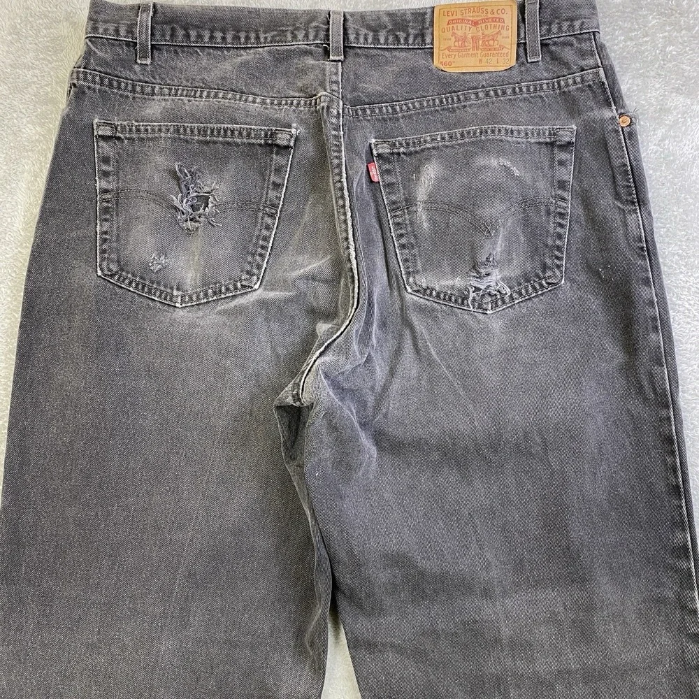 VTG Levis 560 Jeans Men Black 42x32 Loose Fit Tapered USA Made 90s Y2K Grunge